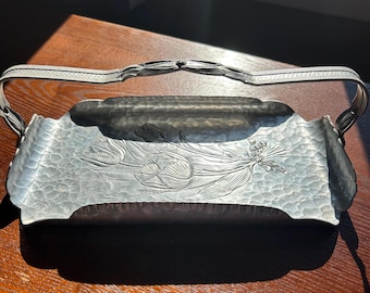 Rodney Kent #420 Tulips Hand Wrought Creations Hammered Aluminum Tray with Handle