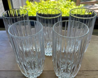 Vintage Mikasa Park Lane Crystal High Ball Glasses, Set of 5