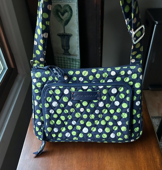 Vera Bradley Little Hipster Quilted Crossbody Bag Green and Black lucky Dots Etsy