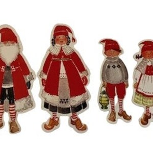 Vintage kavel van 4 kerstkartonnen dubbelzijdig gestanste familieornamenten 2010