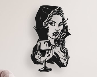 Vampir, Metal Vampir Women, Unique Wall Design Minimalist Wall Art, Line Wall Art, Wall Art Decor, Gift for Girlfriend, Gift for Couples