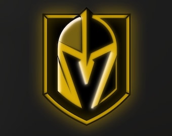 Vegas Golden Knights, LED Metal Sign, Hockey, Sports Team Sign, NHL, Hockey Team, Metal Wall Art, Wall Decor, Custom, Metal Sign