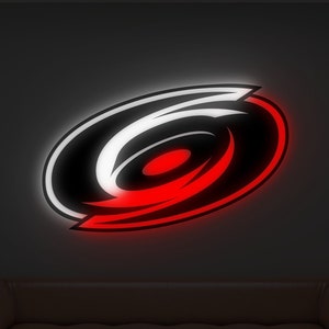 Carolina Hurricanes, letrero de metal, letrero iluminado, hockey, letrero de equipo deportivo, NHL, equipo de hockey, arte de pared de metal, decoración de pared, letrero de metal personalizado