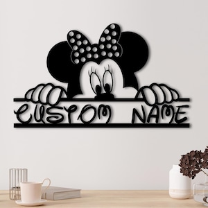 Minnie Custom Sign, Mickey, Metal Wall Sign, Cartoon Character, Metal Sign,  Kidroom Sign, Playground Decor, Cartoon Sign