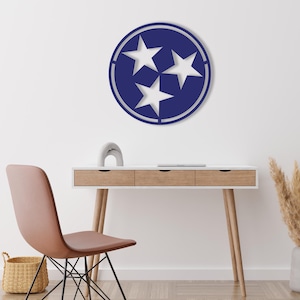 Arte de pared metálico de Tennessee Tristar, letrero metálico, Tennessee Tristar, regalo de Nashville, decoración del hogar de Tennessee, decoración de pared, letrero metálico personalizado