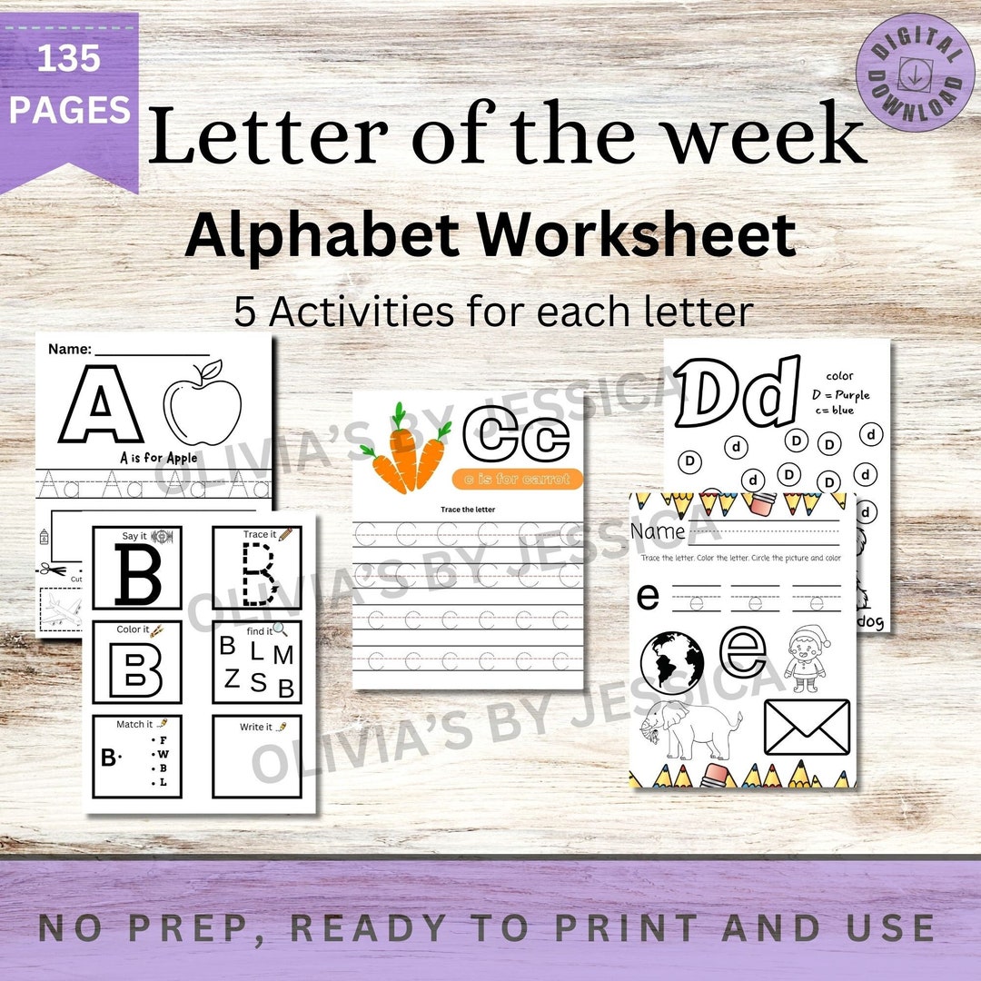 Letter of the Week Worksheets Printable Alphabet Busy Book - Etsy