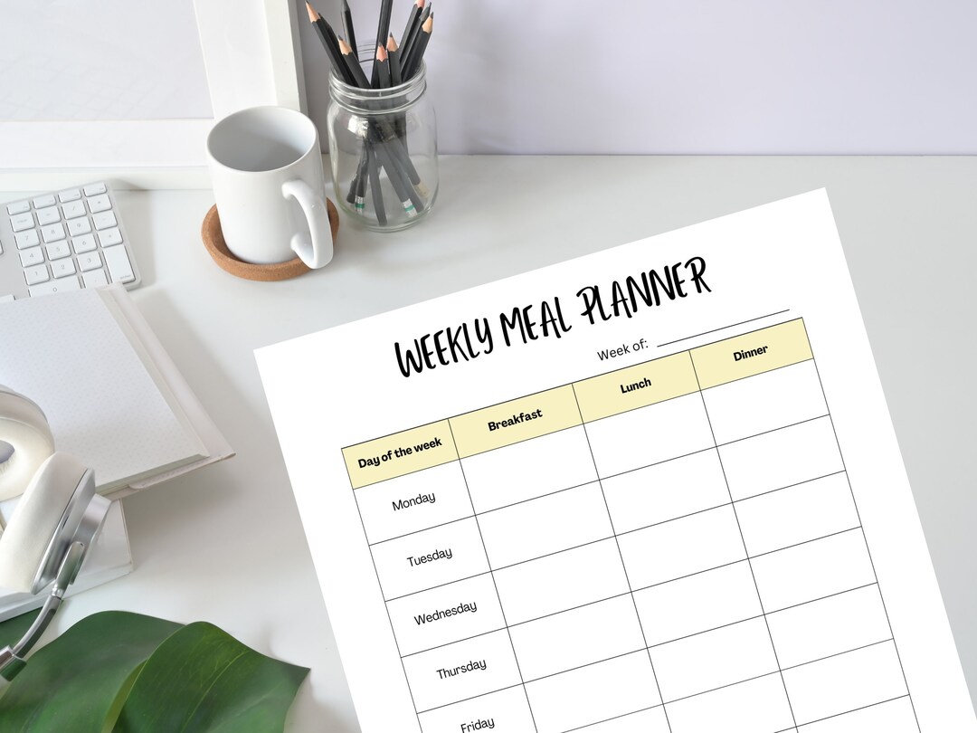 Weekly Meal Planning Printable | 7 Day Menu | Meal Prep Planner | Food ...