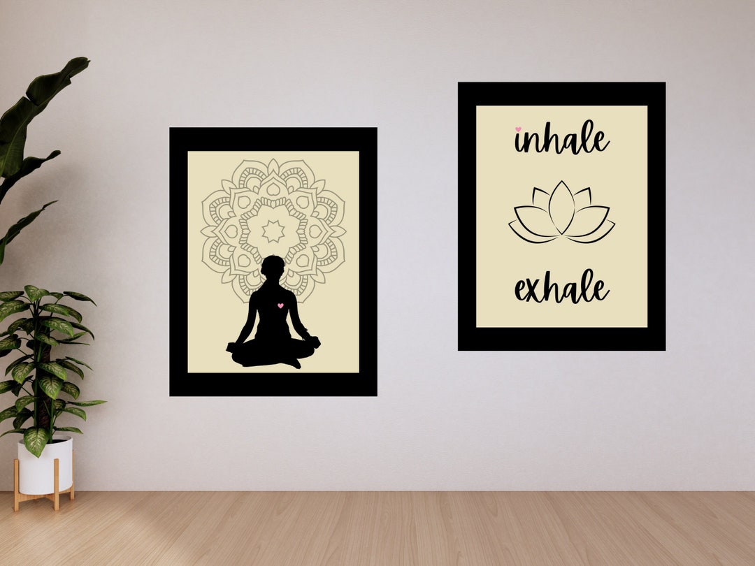 Inhale Exhale Wall Art Yoga Wall Decor Meditation Prints Mandala Wall ...