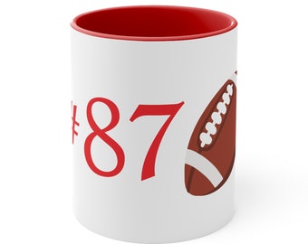 Red Travis Kelce #87 Coffee Mug, Kansas City Coffee Mug, Kansas City Coffee Mug, Travis Kelce Coffee Cup, Kansas City Football Mug, Swiftie
