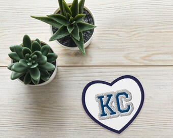 Kansas City Royal Blue Heart Iron on Patch