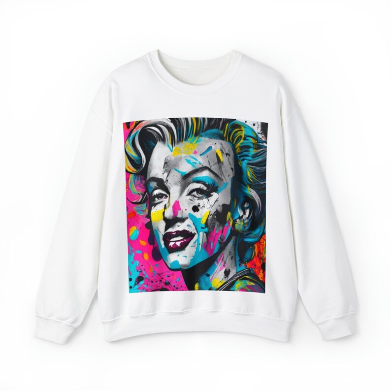 Paint Splatter Marylin Monroe Sweatshirt, Women's Sweatshirt, Marylin Monroe Shirt, Women's Crewneck Sweatshirt, Women's Cozy Sweatshirt image 9