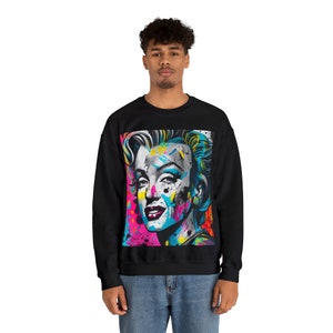 Paint Splatter Marylin Monroe Sweatshirt, Women's Sweatshirt, Marylin Monroe Shirt, Women's Crewneck Sweatshirt, Women's Cozy Sweatshirt image 5