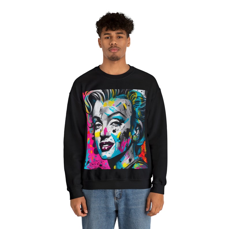 Paint Splatter Marylin Monroe Sweatshirt, Women's Sweatshirt, Marylin Monroe Shirt, Women's Crewneck Sweatshirt, Women's Cozy Sweatshirt image 5