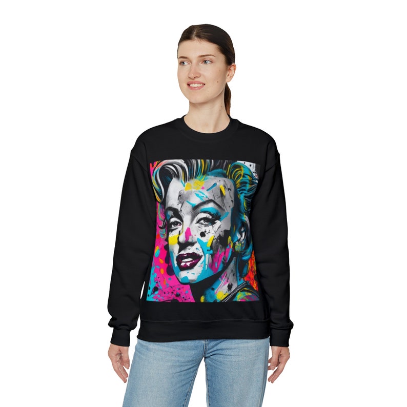 Paint Splatter Marylin Monroe Sweatshirt, Women's Sweatshirt, Marylin Monroe Shirt, Women's Crewneck Sweatshirt, Women's Cozy Sweatshirt image 7