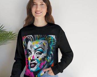Paint Splatter Marylin Monroe Sweatshirt, Women's Sweatshirt, Marylin Monroe Shirt, Women's Crewneck Sweatshirt, Women's Cozy Sweatshirt