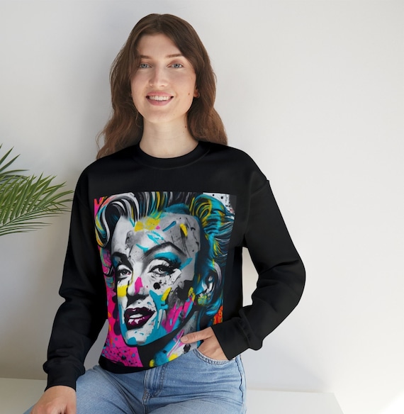 Paint Splatter Marylin Monroe Sweatshirt, Women's Sweatshirt, Marylin Monroe Shirt, Women's Crewneck Sweatshirt, Women's Cozy Sweatshirt
