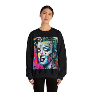 Paint Splatter Marylin Monroe Sweatshirt, Women's Sweatshirt, Marylin Monroe Shirt, Women's Crewneck Sweatshirt, Women's Cozy Sweatshirt image 4