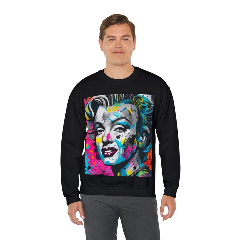 Paint Splatter Marylin Monroe Sweatshirt, Women's Sweatshirt, Marylin Monroe Shirt, Women's Crewneck Sweatshirt, Women's Cozy Sweatshirt image 6