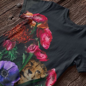 Kids Floral Animal Tshirt, Baby Cheetah Shirt, Cheetah Tshirt Kid, Toddler Cheetah Tee, Boys Cheetah Tee, Kids Jaguar, Big Cat Tee image 4
