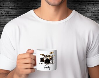 Personalized Drum Mug, Birthday Gift, Drum Player Gift, Drummer Gift, Drummer Gift Mug, Music Mug, Drum Coffee Mug, Band Gift, Custom Name