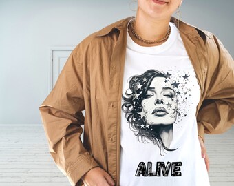Alive Vintage Shirt, Graphic Tee for Women, Cool Vintage Shirt, Staying Alive Shirt, Graphic Shirt, Teens Gift, Cool T-shirt, Graphic Tee