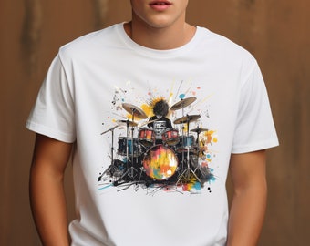 Graphic Drummer Shirt, Drummer Gift, Gift for Drummer, Gift for Him, Colorful Drum Shirt, Band Shirt, Cool Drums Shirt, Drum Lover Gift