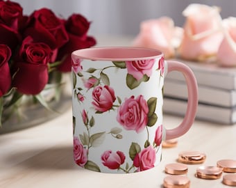 Rose Coffee Mug, Rose Cup, Floral Coffee Mug, Rose, Pink, Gift for Her, Present,Birthday Gift, Valentines Gift, Mom Mug, Valentines Day