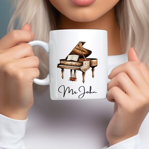 Vintage Mug, Personalized Piano Mug, Pianist Gift, Pianist Gift Mug, Piano Coffee Mug, Piano Teacher Gift, Piano Player Gift, Musician Gift