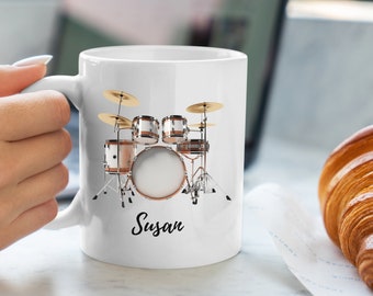 Personalized Drum Mug, Birthday Gift, Drum Player Gift, Drummer Gift, Drummer Gift Mug, Music Mug, Drum Coffee Mug, Band Gift
