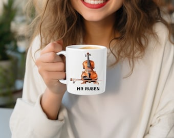 Vintage Mug, Personalized violin Mug, Violinist Gift, Custom Mug, violin Coffee Mug, Violin Teacher Gift, Violin Player Gift, Musician Gift