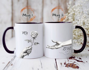 Valentines Day, Gift Couples Coffee Mug, Matching Coffee Mugs, Mug for Couples, Wedding Shower Gift Idea, Coffee Mug Set of 2, Couple Mug