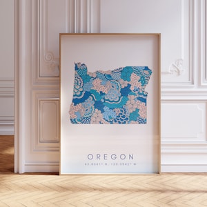 Oregon State Map For Office, Home, & Gift - Oregon State Travel Map Wall Art, Minimalist Modern Map of Oregon, US Vertical Travel Print