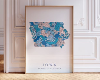 Iowa State Karte für Büro, Zuhause & als Geschenk - Iowa State Travel Map Wandkunst, minimalistische moderne Karte von Iowa, US Travel Print, vertikaler Kartendruck