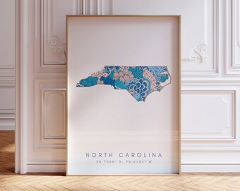 North Carolina State Map For Office, Home, & Gift - North Carolina State Travel Map Wall Art, Minimalist Modern Map of North Carolina