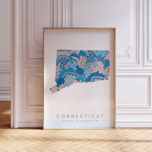 Connecticut Map For Office, Home, & Gift - Connecticut State Travel Map Wall Art, Minimalist Modern Map of Connecticut, US Travel Print