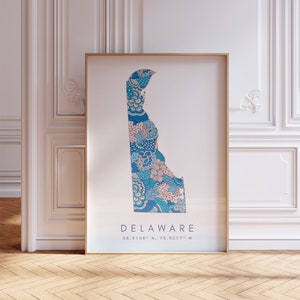 Delaware State Map For Office, Home, & Gift - Delaware State Travel Map Wall Art, Minimalist Modern Map of Delaware, US Travel Print