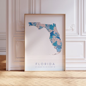 Florida State Map For Office, Home, & Gift - Florida State Travel Map Wall Art, Minimalist Modern Map of Florida, US Travel Print