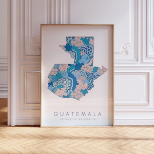Guatemala diseñador mapa imprimir arte de la pared azul, decoración de impresión de arte de Guatemala para el hogar o regalo, cartel de la pared del mapa del país de Guatemala, impresión de mapa mínimo