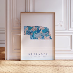 Nebraska State Map For Office, Home, & Gift - Nebraska State Travel Map Wall Art, Minimalist Modern Map of Nebraska, US Travel Print