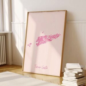 Timor-Leste Digital Pink Minimal Map Print Wall Art, Timor-Leste Country Map Art Print Decor For Home and Office or Housewarming Gift