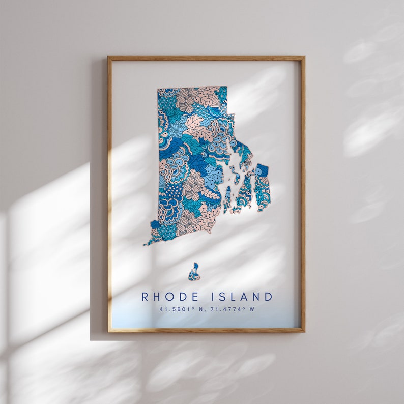 Rhode Island State Map For Office, Home, & Gift - Rhode Island Travel Map Wall Art, Minimalist Modern Map of Rhode Island, USA Travel Print image 5