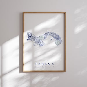 Impresión de mapa de Panamá Arte de pared azul de estilo minimalista, Decoración de impresión de arte de Panamá para el hogar o regalo, Impresión de estilo paisaje vertical de Panamá, Cartel de Panamá