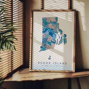 Rhode Island State Map For Office, Home, & Gift - Rhode Island Travel Map Wall Art, Minimalist Modern Map of Rhode Island, USA Travel Print image 3