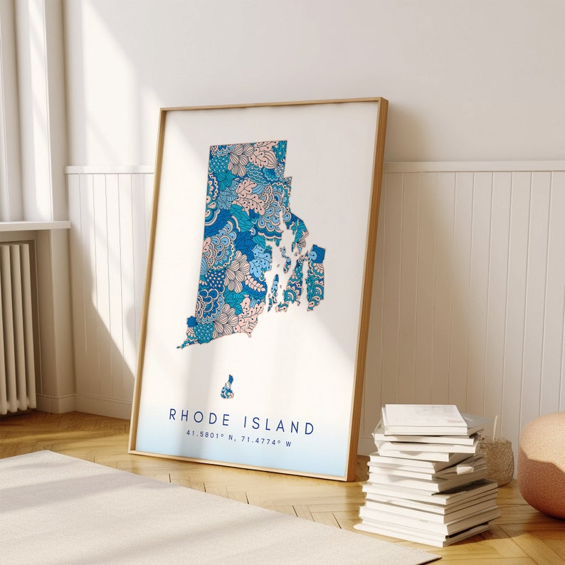 Rhode Island State Map For Office, Home, & Gift - Rhode Island Travel Map Wall Art, Minimalist Modern Map of Rhode Island, USA Travel Print image 4
