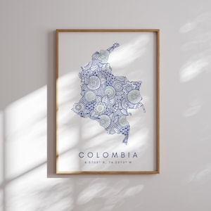 Kolumbien Karte Druck Minimal Style Blaue Wand Kunst, Kolumbien Kunstdruck Dekor Für Zuhause oder Geschenk, Kolumbien Farbe Karte Poster, Urban Style Karte Druck