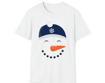 Wintertime Winter Solstice Christmas Snowman Happy Face Soft T-Shirt