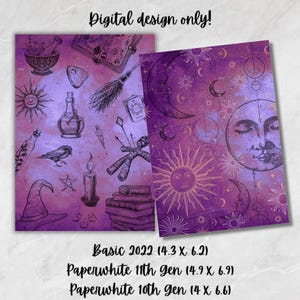 Celestial Kindle Insert, Fantasy Booktok, Sun and moon case, Witchy kindle paperwhite insert, Magical purple insert E-reader, Witch Gothic