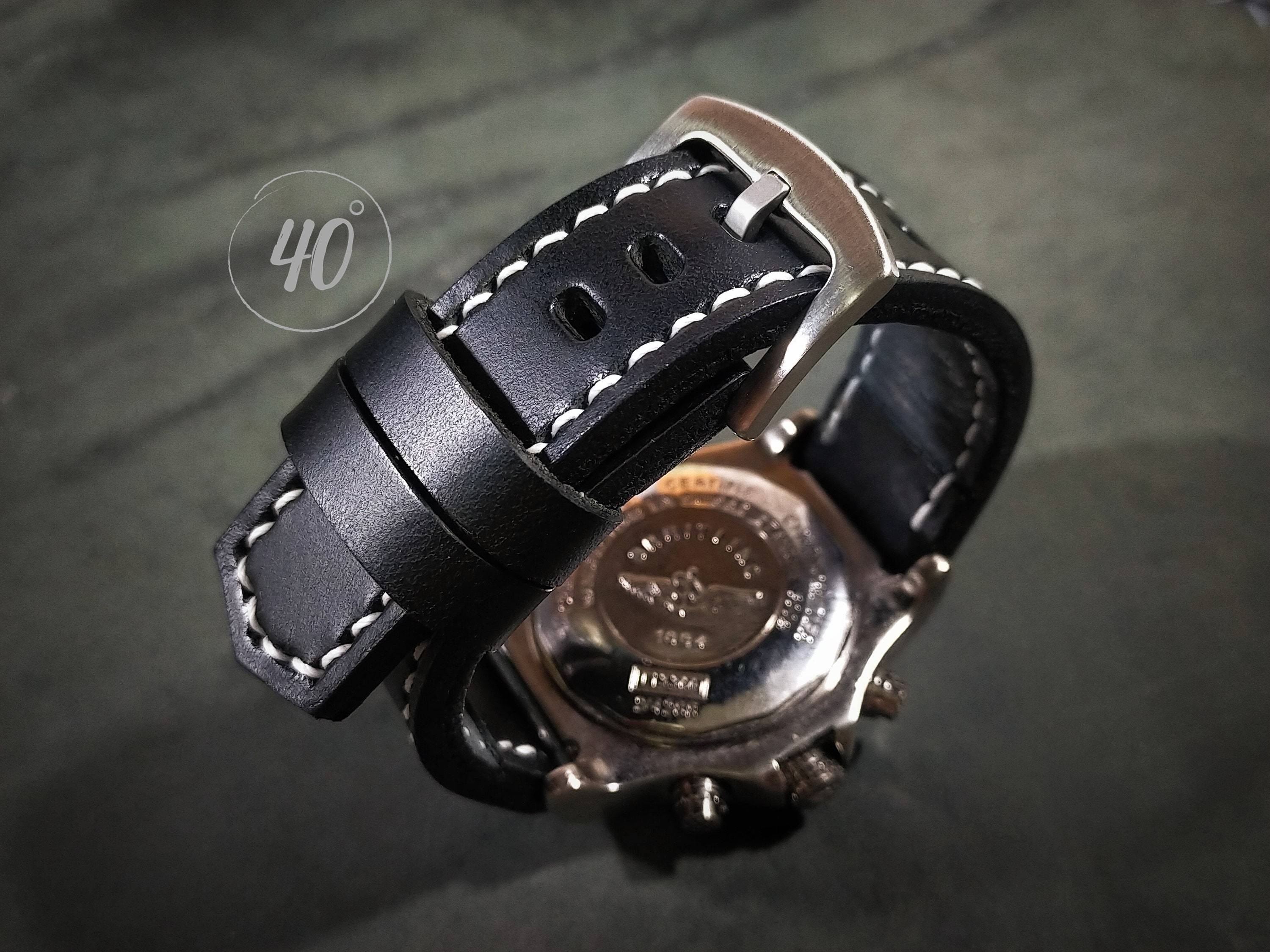 Buttero Leather watch strap, Black leather watch strap, 16mm, 17mm,…
