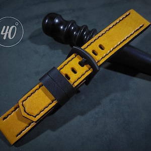 Yellow Pueblo Leather watch strap, Yellow leather watch strap, 16mm, 17mm, 18mm, 19mm, 20mm, 21mm, 22mm, 23mm, 24mm, 25mm, 26mm