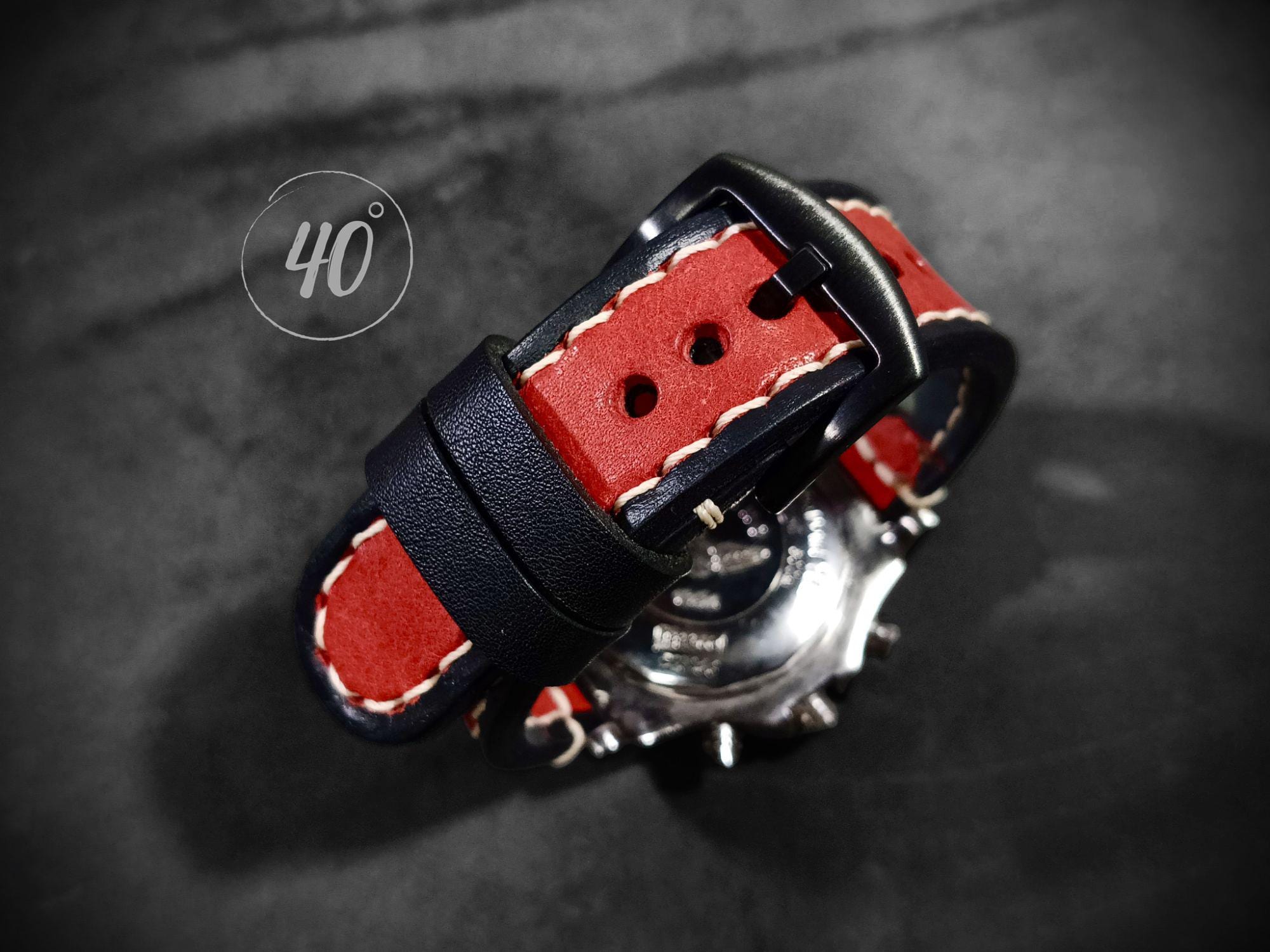 Red Pueblo Leather watch strap, Red leather watch strap, 16mm, 17mm, 18mm, 19mm, 20mm, 21mm, 22mm, 23mm, 24mm, 25mm, 26mm